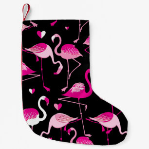 Meia De Natal Pequena flamingos cor-de-rosa, padrão sem costura escuro.