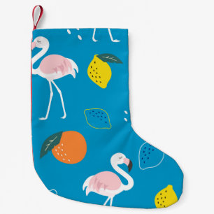 Meia De Natal Pequena Flamingos, frutas tropicais abstrato, moenda