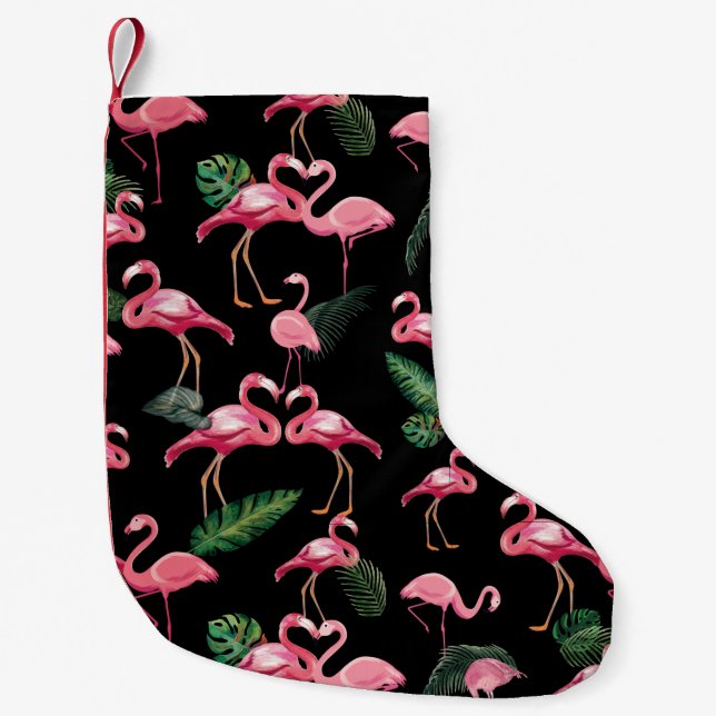 Meia De Natal Pequena Flamingos Love Standard 4 (Frente)