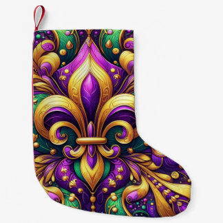 Meia De Natal Pequena fleur de lis mardi gras