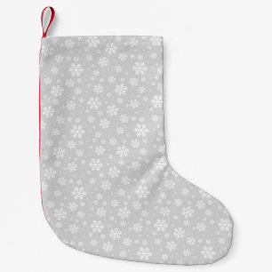 Meia De Natal Pequena Flocos Brancos de Neve no Padrão de Inverno Pratea