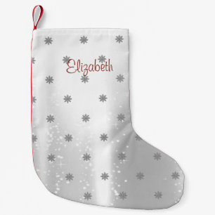 Meia De Natal Pequena Flocos de Neve Brilhantes Elegantes-Personalizados