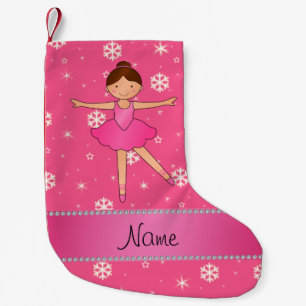 Meia De Natal Pequena Flocos de neve conhecidos personalizados do rosa