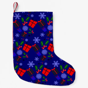Meia De Natal Pequena flocos de neve de natal azul