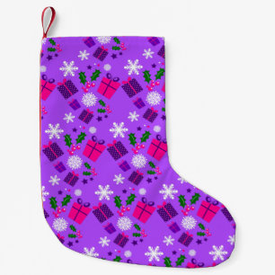Meia De Natal Pequena flocos de neve de natal roxo