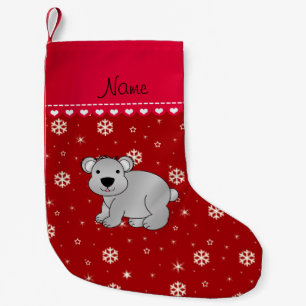 Meia De Natal Pequena Flocos de neve vermelhos de koala, cinza personali