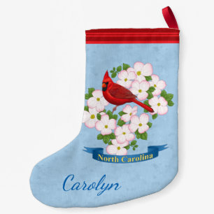 Meia De Natal Pequena Flor de Dogwood do Cardeal Estadual da Carolina do