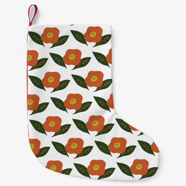 Meia De Natal Pequena Flor de Inverno (Frente)