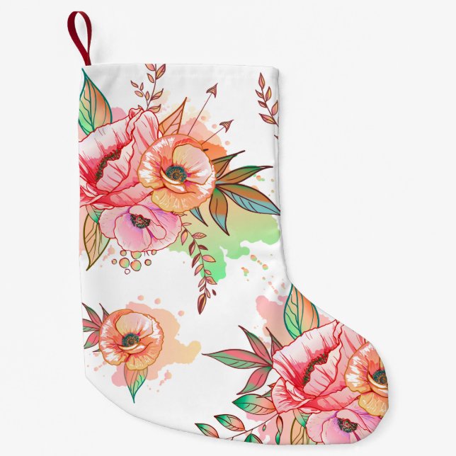 Meia De Natal Pequena Flor de primavera (Frente)
