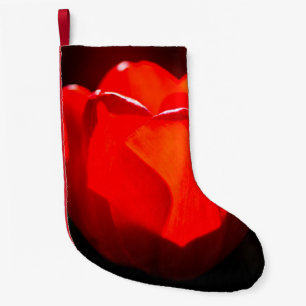 Meia De Natal Pequena Flor Vermelho Tulipa - Fogo