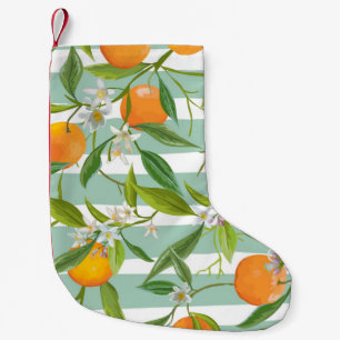 Meia De Natal Pequena Floral de Frutas Laranja: Vintage Invisível.