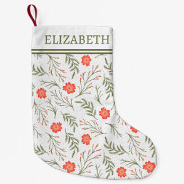 Meia De Natal Pequena Floral De Inverno Festivo Com Feriado Monograma