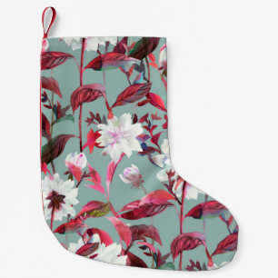 Meia De Natal Pequena Floral florescente. Flores de aquarela são um pad