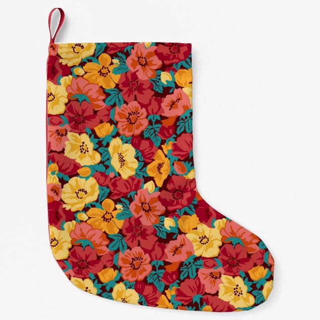 Meia De Natal Pequena Floral pattern seamless retro. Anemones (Frente)