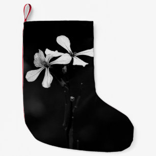 Meia De Natal Pequena floral preto e branco mínimo