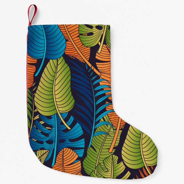Meia De Natal Pequena Floral seamless pattern with leaves. tropical back (Frente)
