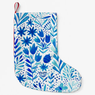 Meia De Natal Pequena Floral Watercolor Plantas Textura Sem Costura