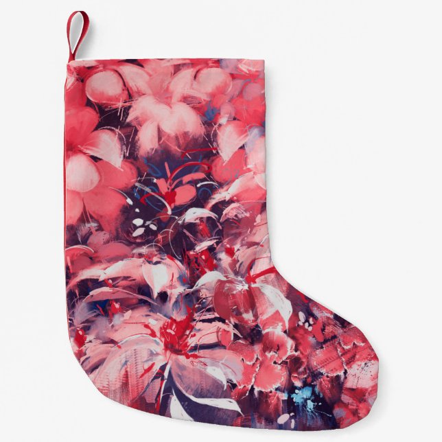 Meia De Natal Pequena flores abstrato sem costura, estilo de pintura a ó (Frente)