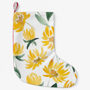 Meia De Natal Pequena Flores Amarelas Pão-de-Verão