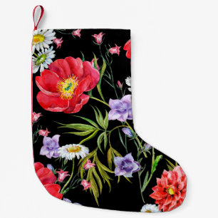 Meia De Natal Pequena flores buquês, aquarela, padrão sem costura