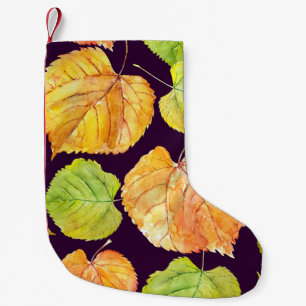 Meia De Natal Pequena Flores de aquarela de outono, padrão sem costura.