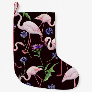 Meia De Natal Pequena Flores de aquarela e padrão de flores selvagens.
