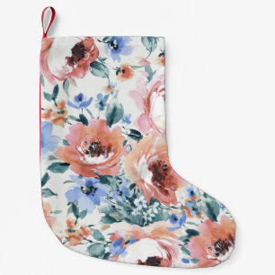 Meia De Natal Pequena Flores de aquarela, ilustração uniforme de padrões