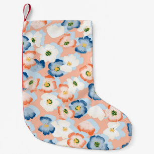 Meia De Natal Pequena Flores de Aquarela: Padrão de Vintagem