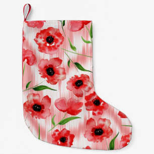 Meia De Natal Pequena Flores de aquarelas: ikat de papoila.