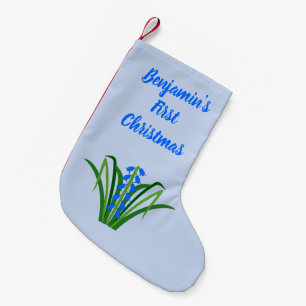 Meia De Natal Pequena Flores de Bluebell Menino Primavera Personalizado