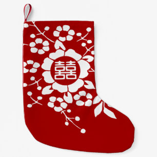 Meia De Natal Pequena Flores de Corta de Papel ・ Felicidade Dupla