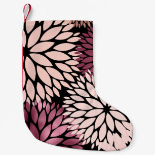 Meia De Natal Pequena Flores de Dahlia Jardim Floral Romântico
