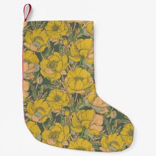 Meia De Natal Pequena Flores de Trollius Primavera gráfico