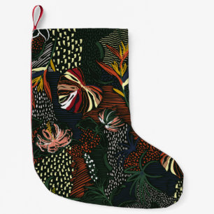 Meia De Natal Pequena Flores desenhadas à mão, floresta tropical de palm