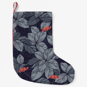 Meia De Natal Pequena Flores e folhas padrão de padrão-padrão, tropical,