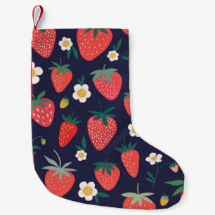 Meia De Natal Pequena Flores e Frutas de morango: Padrão Decorativo