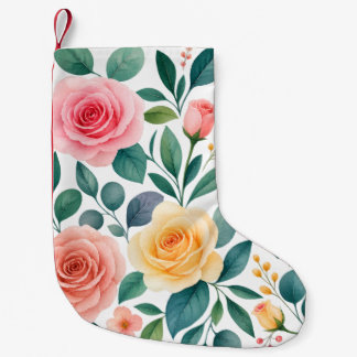 Meia De Natal Pequena Flores Pastel Design Floral Botânico Vintage Suave
