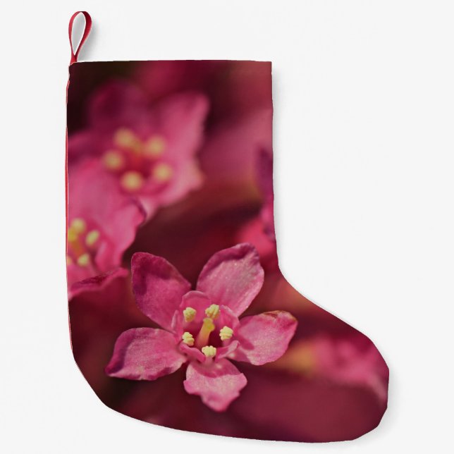 Meia De Natal Pequena Flores Rosa Bonitas (Frente)