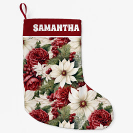 Meia De Natal Pequena Flores Russas de Natal Vintage deixam padrão