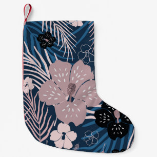 Meia De Natal Pequena Flores Tropicais Palm Deixa Textura