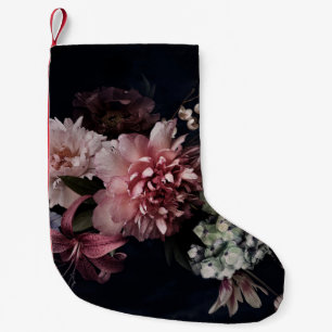 Meia De Natal Pequena Flores venenosas. Peônias, tulipas, lírio, hidrang