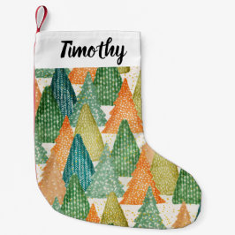 Meia De Natal Pequena Floresta Colorida de Árvores de Natal Evergreen