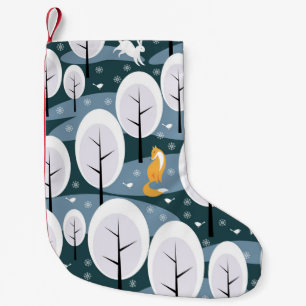 Meia De Natal Pequena Floresta de inverno de Natal: Animais sem rumo