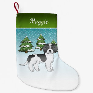 Meia De Natal Pequena Floresta Negra de Inverno Mini Goldendoodle