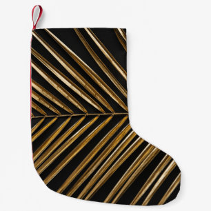 Meia De Natal Pequena Folha de Palma de Data do ouro: Minimalista Negro