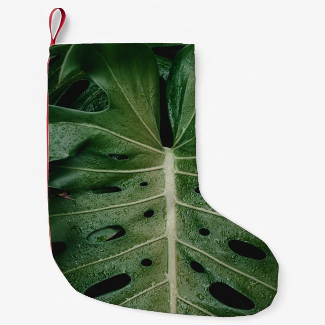 Meia De Natal Pequena Folha verde (Frente)