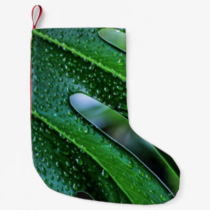 Meia De Natal Pequena Folha verde da planta Monstera