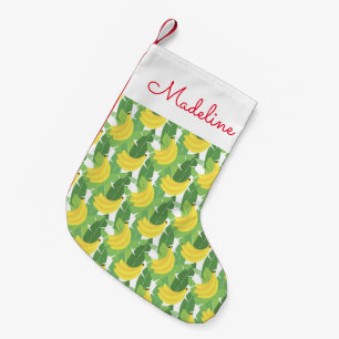 Meia De Natal Pequena Folhas De Banana E Padrão De Fruta  Adicione Seu 