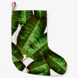 Meia De Natal Pequena Folhas de bananas tropicais, flora sem descontinui