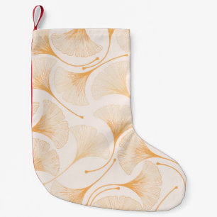 Meia De Natal Pequena Folhas de Ginkgo: Padrão Floral Invisível.